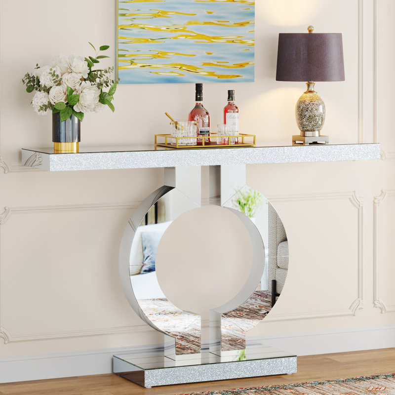Mercer41 Trustin 43.11" Mirrored Console Table Sofa Table for Entrance ...